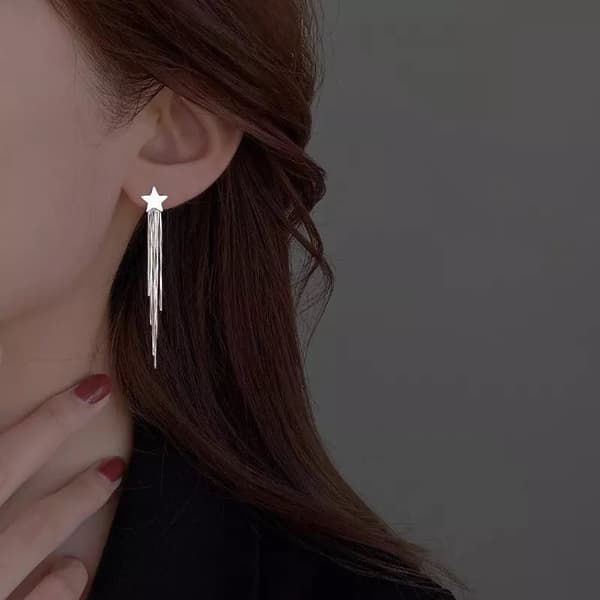 Star Tassel Drop Earrings 925 Sterling Silver Women Girls Jewellery Love Gift UK