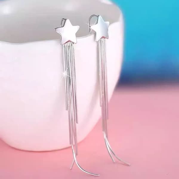 Star Tassel Drop Earrings 925 Sterling Silver Women Girls Jewellery Love Gift UK