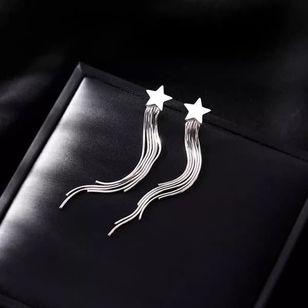 Star Tassel Drop Earrings 925 Sterling Silver Women Girls Jewellery Love Gift UK