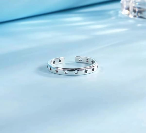 Vintage Hollow Star Adjustable Ring 925 Sterling Silver Girls Women Jewellery UK