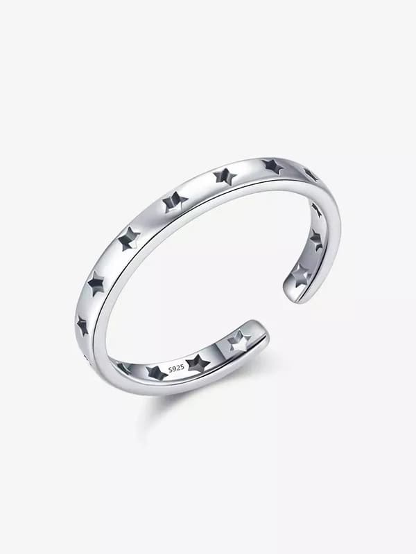 Vintage Hollow Star Adjustable Ring 925 Sterling Silver Girls Women Jewellery UK