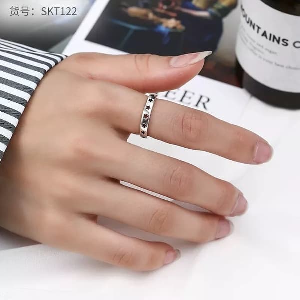 Vintage Hollow Star Adjustable Ring 925 Sterling Silver Girls Women Jewellery UK