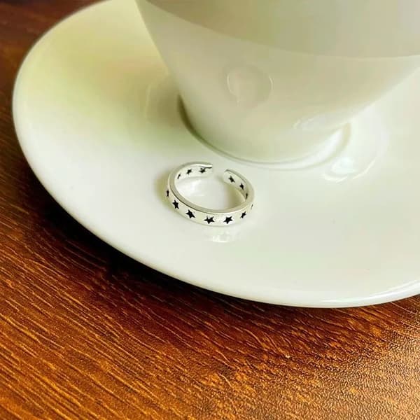 Vintage Hollow Star Adjustable Ring 925 Sterling Silver Girls Women Jewellery UK