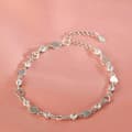 Miniatyrbilde 2 av 5: 925 Sterling Silver Crystal Hollow Heart Linked Charm Bracelet Women Jewellery