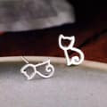 Miniatyrbilde 4 av 4: 925 Sterling Silver Cute Kitty Cat Polished Stud Earrings Womens Jewellery Gifts