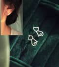 Miniatyrbilde 1 av 4: 925 Sterling Silver Cute Kitty Cat Polished Stud Earrings Womens Jewellery Gifts