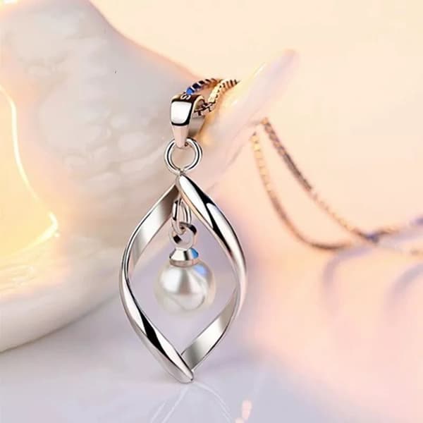 925 Sterling Silver Twisted Pearl Pendant Chain Necklace Womens Ladies Jewellery