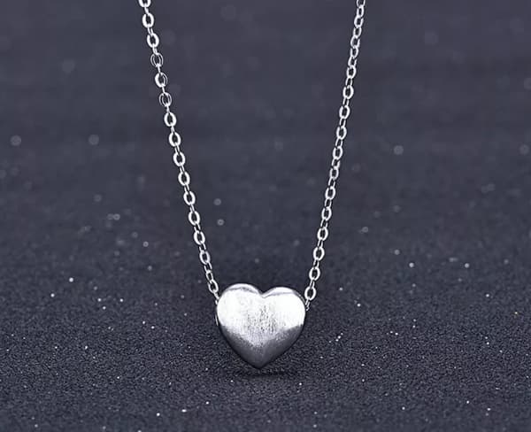 Matte Heart 925 Sterling Silver Chain Necklace Jewellery Wife Womens Love Gifts