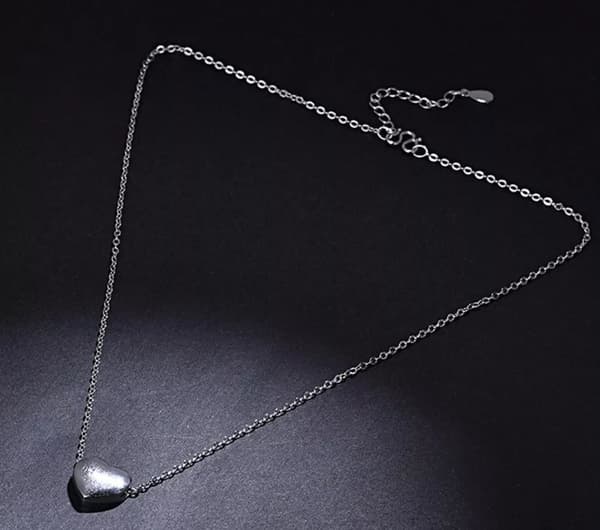 Matte Heart 925 Sterling Silver Chain Necklace Jewellery Wife Womens Love Gifts