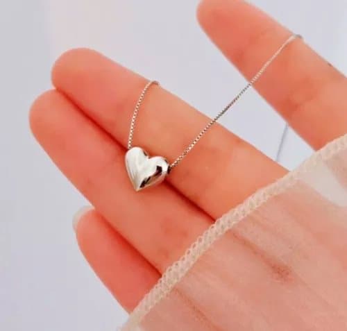 Matte Heart 925 Sterling Silver Chain Necklace Jewellery Wife Womens Love Gifts