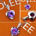 Miniatyrbilde 3 av 5: Crystal Purple Heart Pendant 925 Sterling Silver Necklace Womens Jewellery Gifts