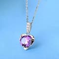 Miniatyrbilde 2 av 5: Crystal Purple Heart Pendant 925 Sterling Silver Necklace Womens Jewellery Gifts