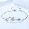 Miniatyrbilde 3 av 4: 925 Sterling Silver Double Layer Star Linked Charm Bracelet Women Jewellery Gift