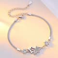 Miniatyrbilde 1 av 4: 925 Sterling Silver Double Layer Star Linked Charm Bracelet Women Jewellery Gift