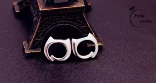 Hook Cat Head 925 Sterling Silver Ear STud Earring Women Girls Jewellery Gift UK