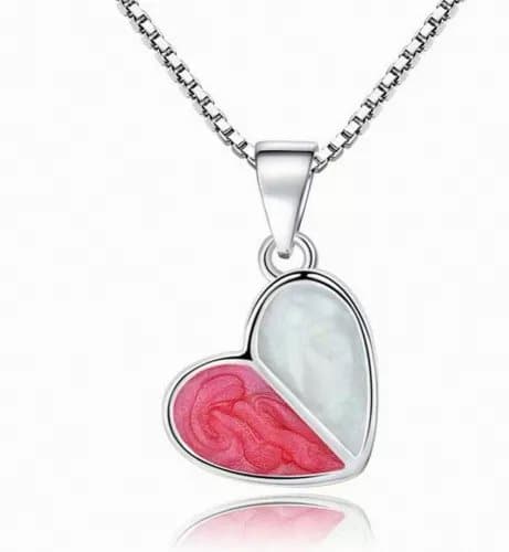 Pink Heart Pendant Necklace 925 Sterling Silver Chain Women Jewellery Love Gifts