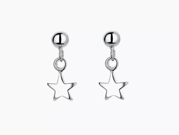 R925 Sterling Silver Bead Star Charm Pendant Stud Earrings Women Girls Jewellery