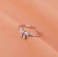Miniatyrbilde 7 av 7: Vintage Retro Crystal Bow Adjustable Ring 925 Sterling Silver Womens Men Gift UK