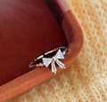 Miniatyrbilde 1 av 7: Vintage Retro Crystal Bow Adjustable Ring 925 Sterling Silver Womens Men Gift UK
