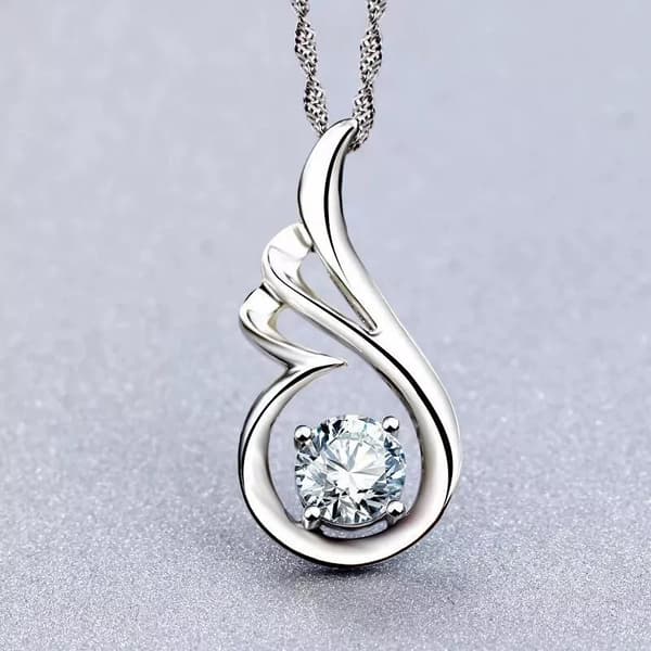 Crystal Wing 925 Sterling Silver Pendant Necklace Womens Jewellery Love Gifts
