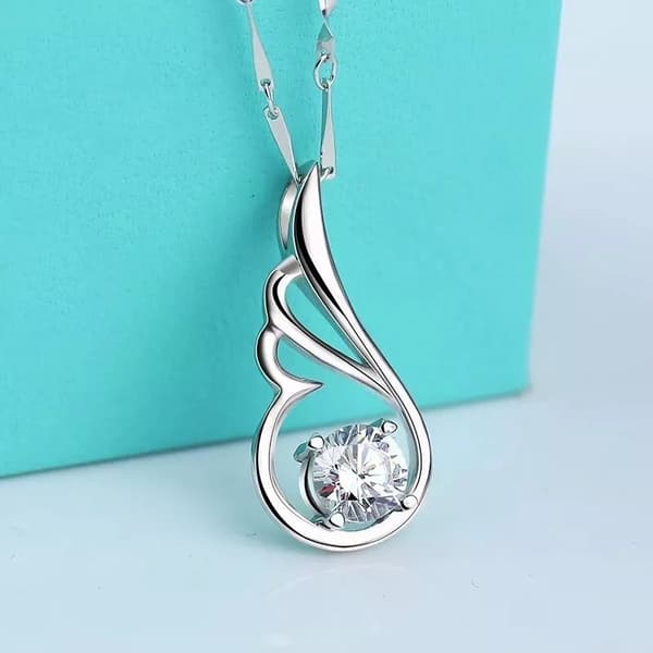 Crystal Wing 925 Sterling Silver Pendant Necklace Womens Jewellery Love Gifts