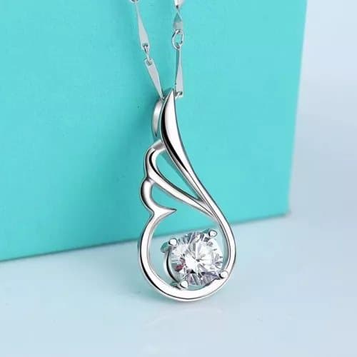 Crystal Wing 925 Sterling Silver Pendant Necklace Womens Jewellery Love Gifts