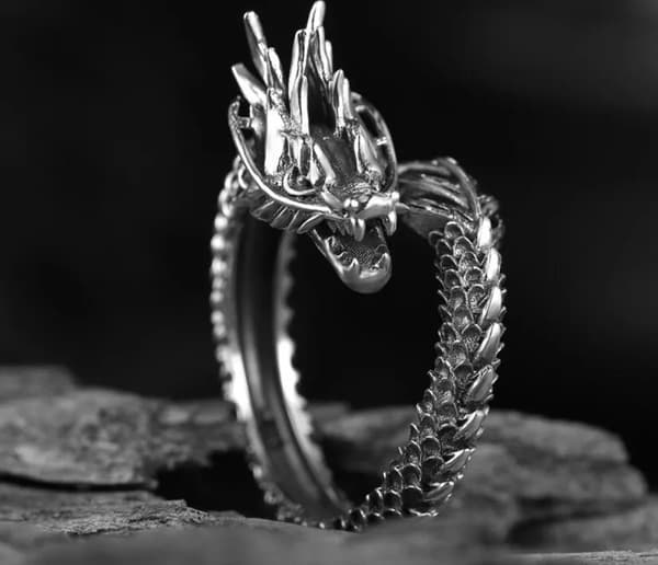 Vintage Dragon Adjustable Ring 925 Sterling Silver Plt Women Men Jewellery Gift