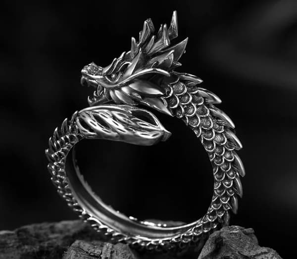 Vintage Dragon Adjustable Ring 925 Sterling Silver Plt Women Men Jewellery Gift