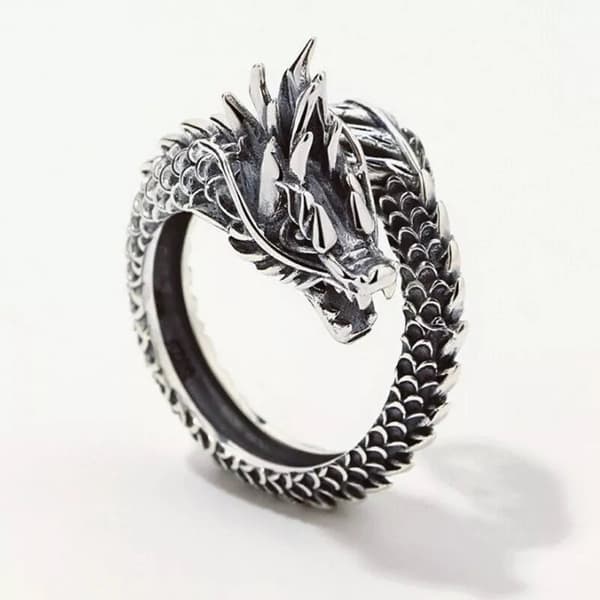 Vintage Dragon Adjustable Ring 925 Sterling Silver Plt Women Men Jewellery Gift