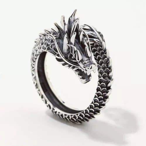 Vintage Dragon Adjustable Ring 925 Sterling Silver Plt Women Men Jewellery Gift