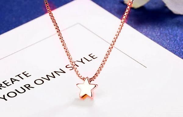 Rose Gold Star 925 Sterling Silver Pendant Necklace Chain Jewellery Women Gifts