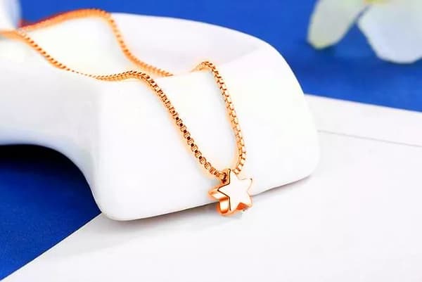 Rose Gold Star 925 Sterling Silver Pendant Necklace Chain Jewellery Women Gifts