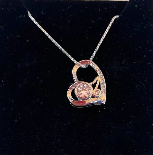 Cherry Heart Pendant 925 Sterling Silver Necklace Chain Jewellery Women Gift UK