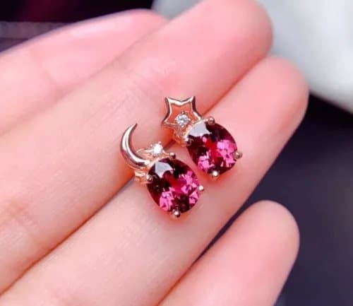 Red Moon Star Ear Stud Earrings 925 Sterling Silver Womens Jewellery Xmas Gifts