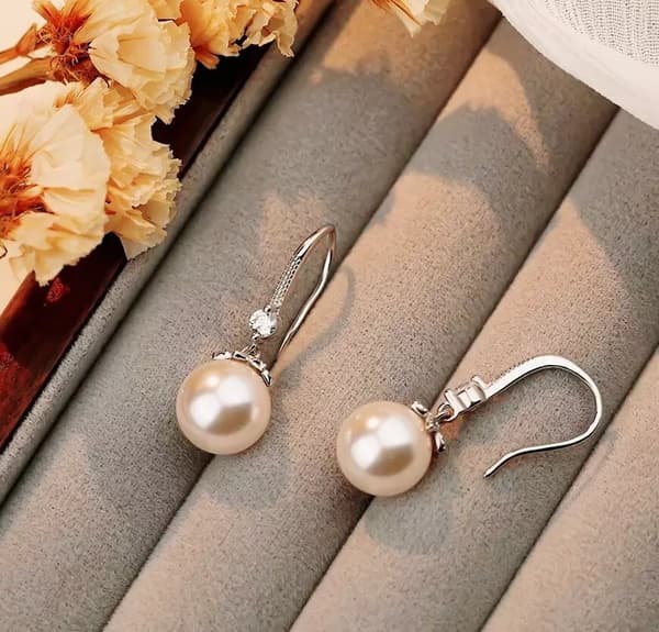 925 Sterling Silver Crystal Pearl Drop Hook Earrings Women Girls Jewellery Gifts