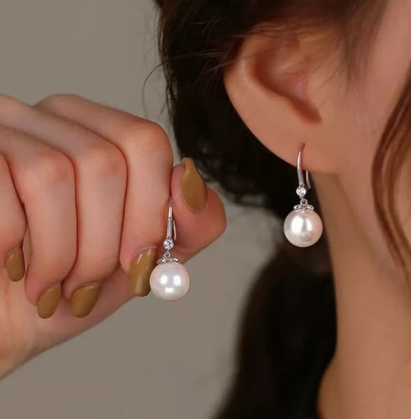 925 Sterling Silver Crystal Pearl Drop Hook Earrings Women Girls Jewellery Gifts