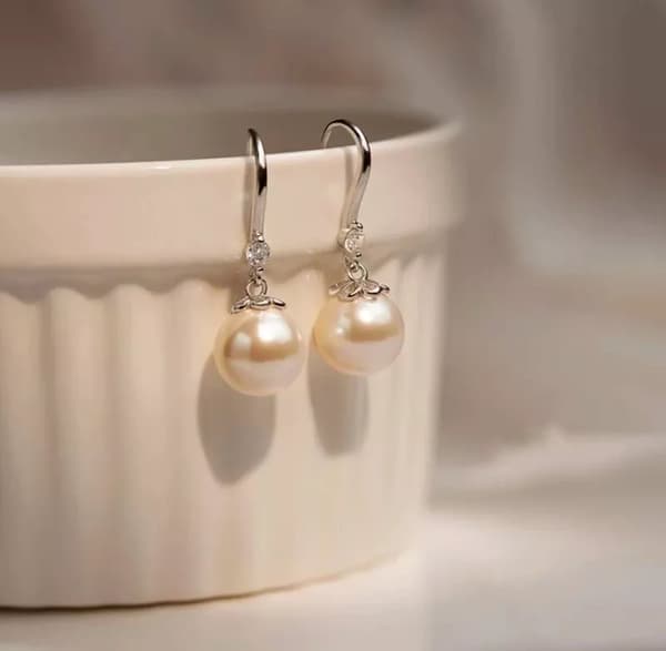 925 Sterling Silver Crystal Pearl Drop Hook Earrings Women Girls Jewellery Gifts