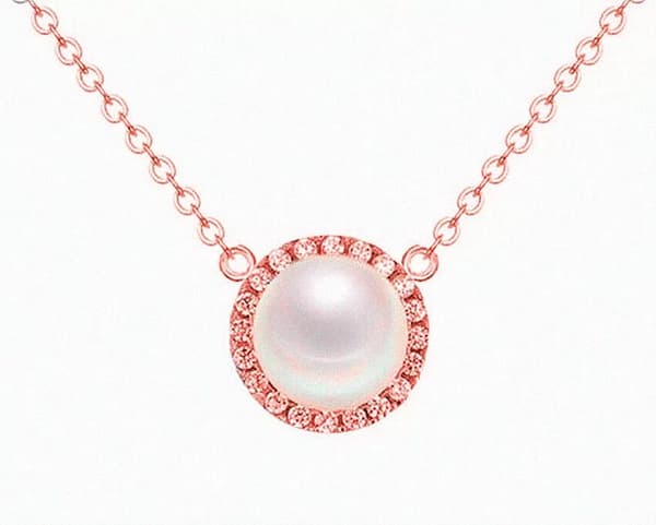 Round Pearl Pendant 925 Sterling Silver Chain Necklace Women Girl Jewellery Gift