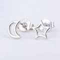 Miniatyrbillede 1 af 3: Womens Girls 925 Sterling Silver Mini Moon Star Stud Earrings Jewellery Gift UK
