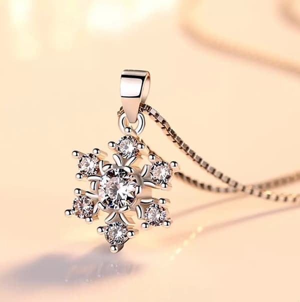 Snowflake Pendant 925 Sterling Silver Necklace Womens Girls Love Jewellery Gift