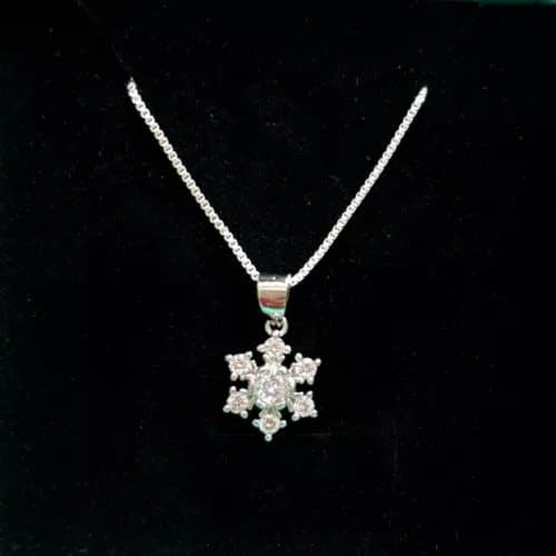 Snowflake Pendant 925 Sterling Silver Necklace Womens Girls Love Jewellery Gift