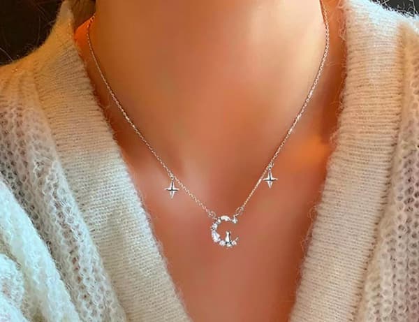 Women Moon Star Cat Pendant Chain Necklace 925 Sterling Silver Jewellery Gift UK