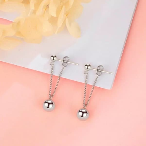 Women Girls 925 Sterling Silver Bead Dangle Drop Stud Earrings Jewellery Gift UK