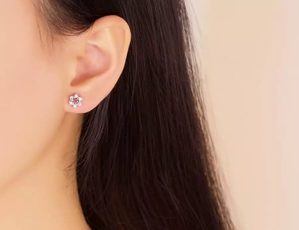 Swirl Crystal Flower Earrings Stud 925 Sterling Silver Women Girl Jewellery gift