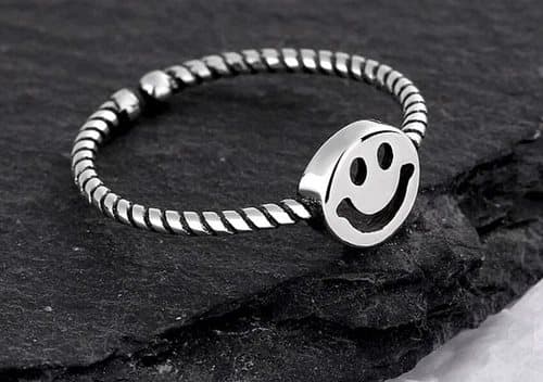 Smile 925 Sterling Silver Adjustable Band Thumb Rings Womens Girl Jewellery Gift