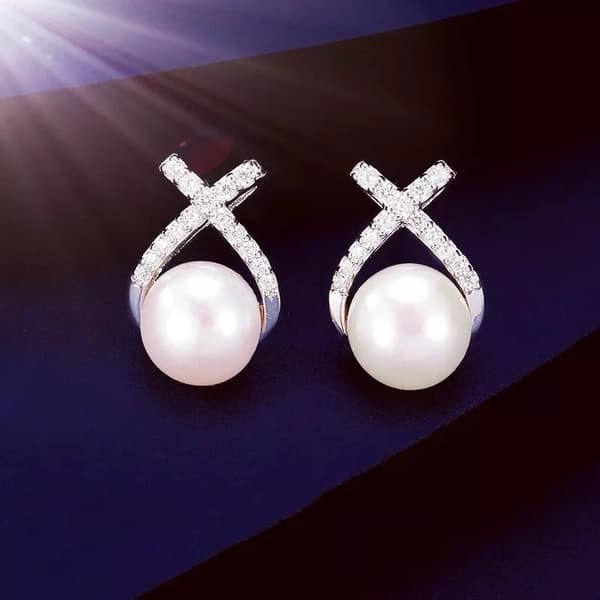 925 Sterling Silver Beautiful Swirl Pearl Stud Earrings Women Girls Jewellery UK