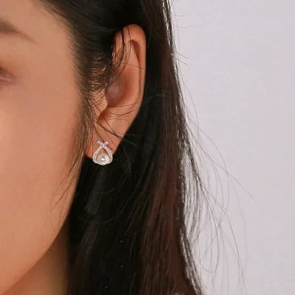 925 Sterling Silver Beautiful Swirl Pearl Stud Earrings Women Girls Jewellery UK