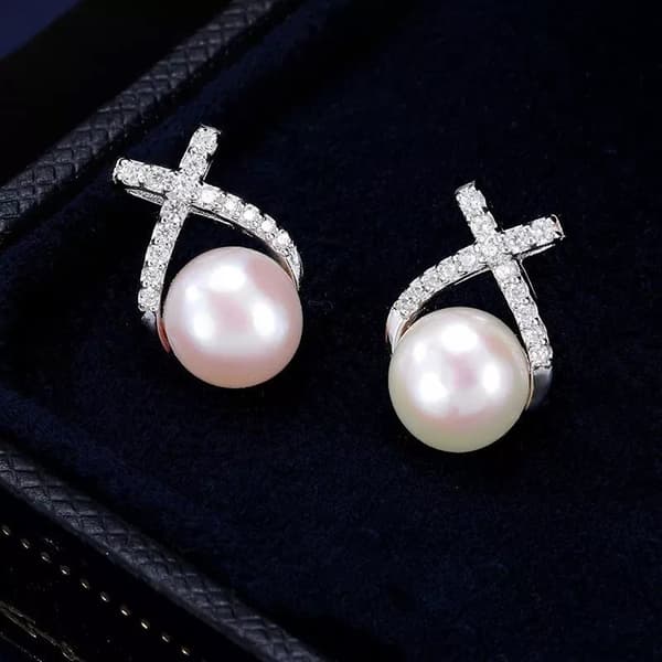 925 Sterling Silver Beautiful Swirl Pearl Stud Earrings Women Girls Jewellery UK