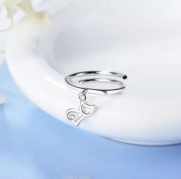 Drop Cute Cat Adjustable Ring 925 Sterling Silver Womens Girls Jewellery Gift UK