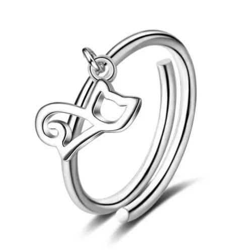 Drop Cute Cat Adjustable Ring 925 Sterling Silver Womens Girls Jewellery Gift UK